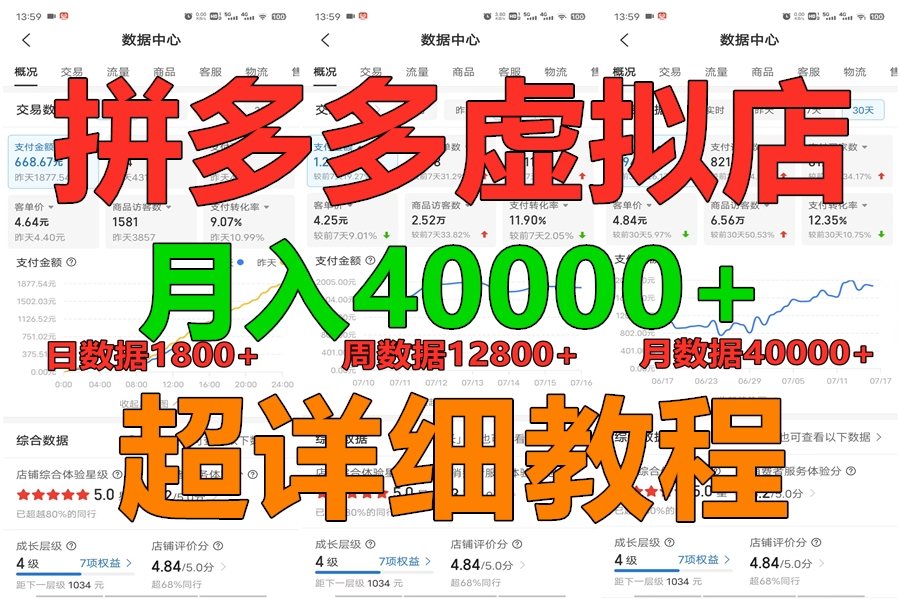 拼多多虚拟电商训练营月入40000+，全网最详细，你做你也行，暴利稳定长久-快赚