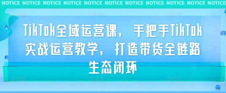 TikTok全域运营课，手把手TikTok实战运营教学，打造带货全链路生态闭环-快赚