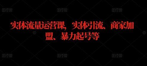 实体流量运营课，实体引流、商家加盟、暴力起号等-快赚