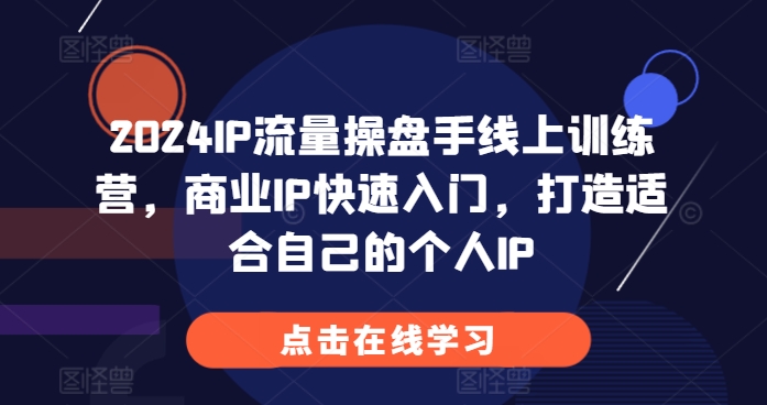2024IP流量操盘手线上训练营，商业IP快速入门，打造适合自己的个人IP-快赚