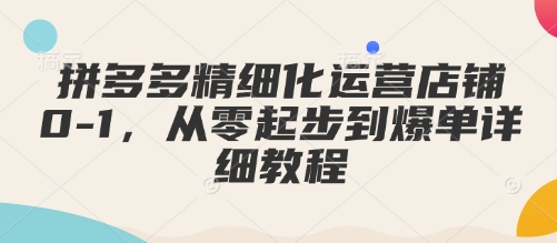 拼多多精细化运营店铺0-1，从零起步到爆单详细教程-快赚