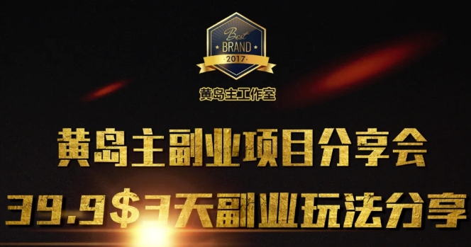 黄岛主副业分享会1期：3天3个副业玩法，速度上车-快赚