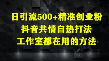 日引流500+精准创业粉，抖音共情自热打法，工作室都在用的方法-快赚