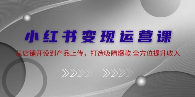 小红书变现运营课：从店铺开设到产品上传，打造吸睛爆款 全方位提升收入-快赚
