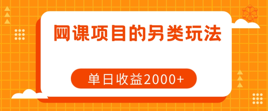网课项目的另类玩法，单日收益2000+【揭秘】-快赚