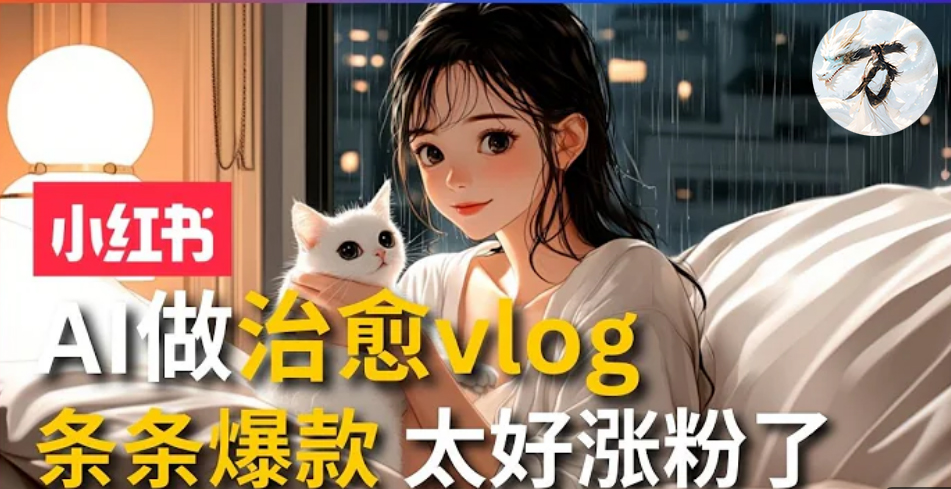 AI治愈系vlog动画视频，小红书1个月轻松涨粉破万，商单报价1500+日入2000+-快赚