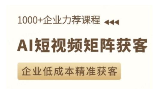 AI短视频矩阵获客实操课，企业低成本精准获客-快赚