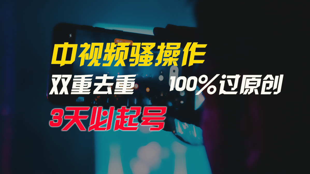 中视频骚操作，双重去重100%过原创，3天比必起号，简单无脑，月入3W+-快赚