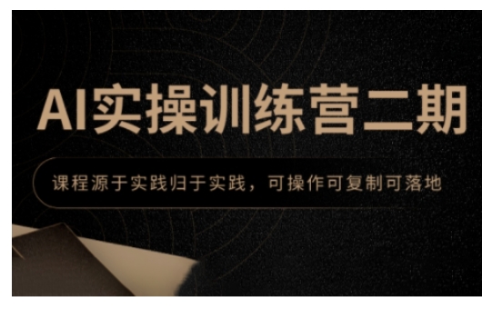 AI实操训练营二期，课程源于实践归于实践，可操作可复制可落地-快赚