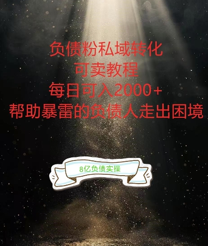 负债粉掘金计划，帮助负债者解决问题，债务规划，债务重组，最好的变现方式【揭秘】-快赚