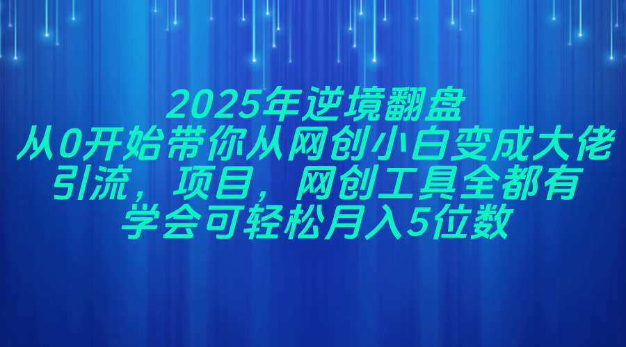 2025年逆境翻盘，从0开始带你从网创小白变成大佬，引流，项目，网创工…-快赚