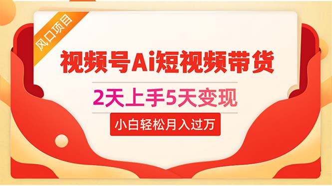 2天上手5天变现视频号Ai短视频带货0粉丝0基础小白轻松月入过万-快赚