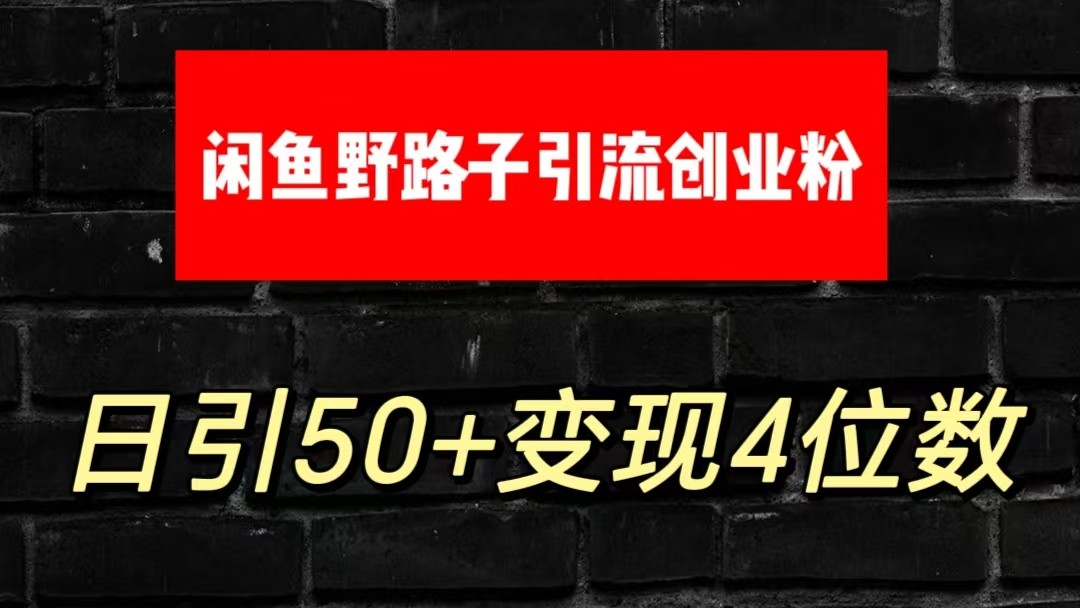 大眼闲鱼野路子引流创业粉，日引50+单日变现四位数-快赚