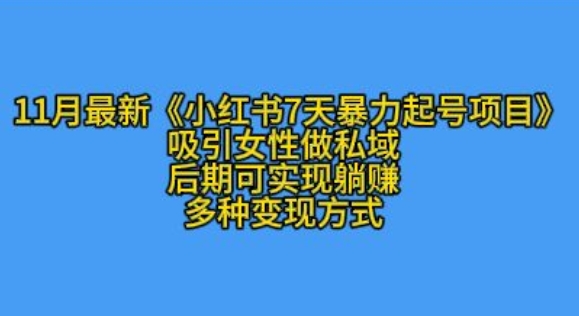 K总部落11月最新小红书7天暴力起号项目，吸引女性做私域【揭秘】-快赚