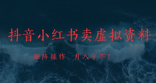 抖音小红书卖虚拟资料，市场需求一直存在，矩阵操作，月入1w+-快赚