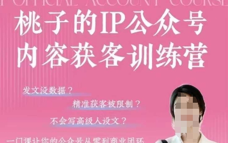 桃子IP公众号内容获客训练营(第3期)，一门让你公众号从0到商业闭环的课程-快赚