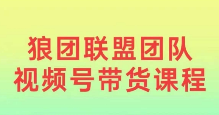 狼团联盟2024视频号带货，0基础小白快速入局视频号-快赚