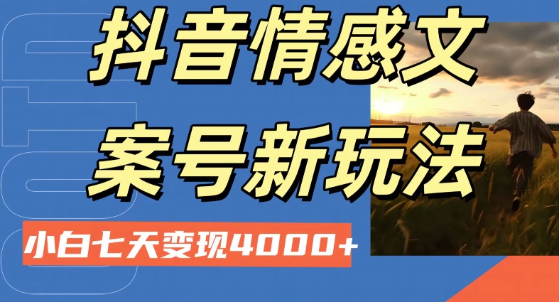 抖音情感文案小白七天变现4000+详细课程-快赚