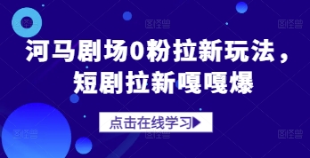 河马剧场0粉拉新玩法，短剧拉新嘎嘎爆-快赚