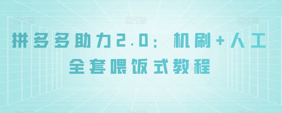 拼多多助力2.0：机刷+人工全套喂饭式教程【揭秘】-快赚