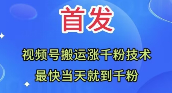 全网首发：视频号无脑搬运涨千粉技术，最快当天到千粉【揭秘】-快赚