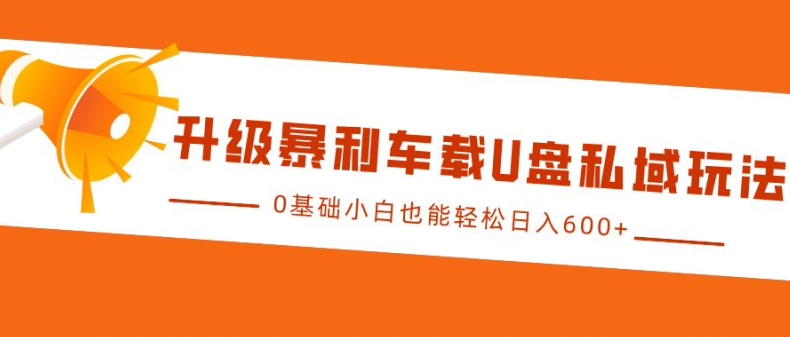 升级暴利车载U盘私域玩法，0基础小白也能轻松日入多张【揭秘】-快赚