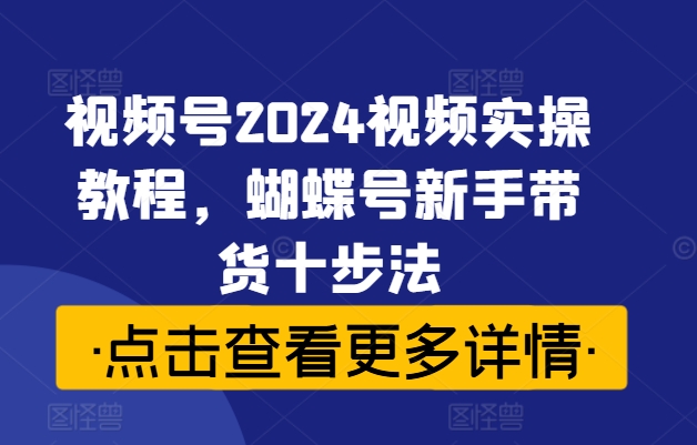 视频号2024视频实操教程，蝴蝶号新手带货十步法-快赚