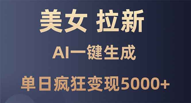 美女暴力拉新，通过AI一键生成，单日疯狂变现5000+，纯小白一学就会！-快赚