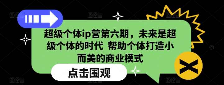 超级个体ip营第六期，未来是超级个体的时代  帮助个体打造小而美的商业模式-快赚