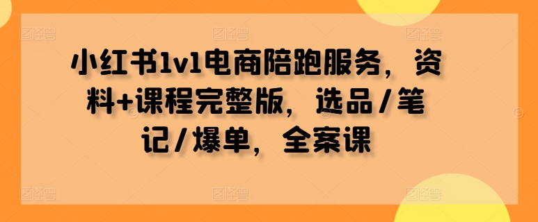 小红书1v1电商陪跑服务，资料+课程完整版，选品/笔记/爆单，全案课-快赚