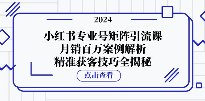 小红书专业号矩阵引流课，月销百万案例解析，精准获客技巧全揭秘-快赚