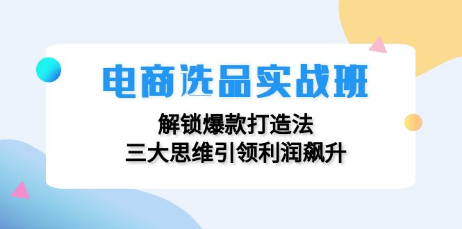 电商选品实战班：解锁爆款打造法，三大思维引领利润飙升-快赚