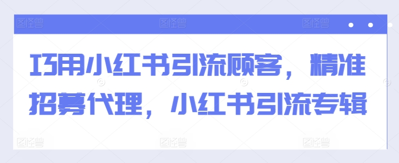 巧用小红书引流顾客，精准招募代理，小红书引流专辑-快赚