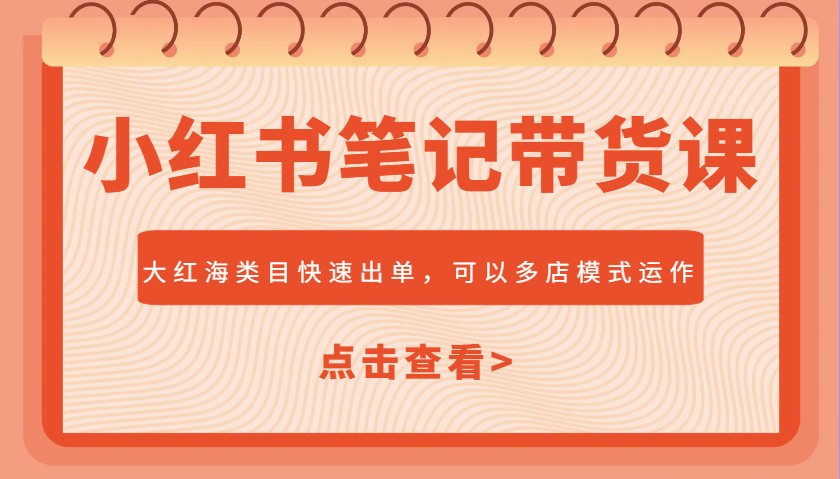 小红书笔记带货课，大红海类目快速出单，市场大，可以多店模式运作(更新)-快赚