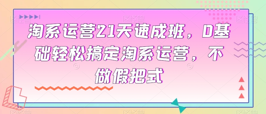淘系运营21天速成班，0基础轻松搞定淘系运营，不做假把式-快赚