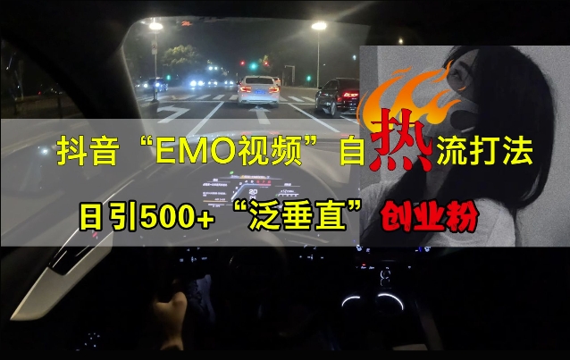 抖音EMO视频自热打法，日引500+“泛垂直”创业粉-快赚