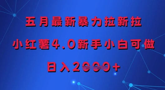 五月最新暴力拉新拉，小红薯4.0新手小白可做，日入多张-快赚
