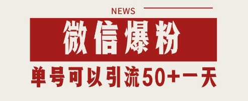 微信爆粉，私域暴力引流打法日引千粉 单号日进50+【揭秘】-快赚