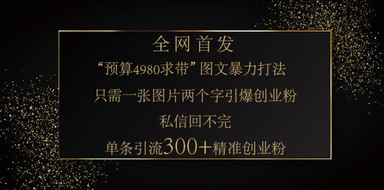 小红书神奇图片引流法，只需一张图，就能单条笔记凭借此方法，轻松引流 300 + 精准创业粉-快赚