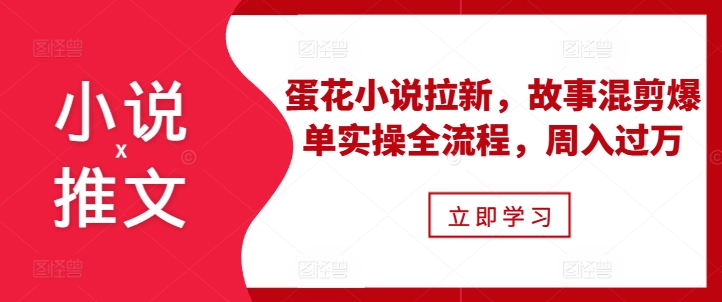 小说推文之蛋花小说拉新，故事混剪爆单实操全流程，周入过万-快赚