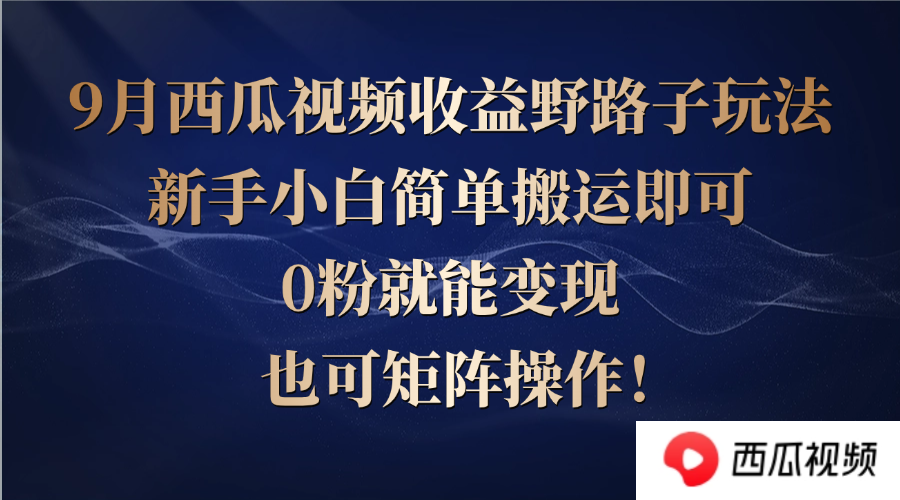 西瓜视频收益野路子玩法，新手小白简单搬运即可，0粉就能变现，也可矩…-快赚