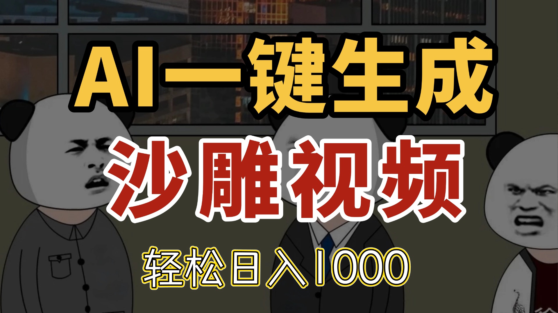 AI一键生成沙雕视频，一条视频千万播放，轻松日入1000-快赚