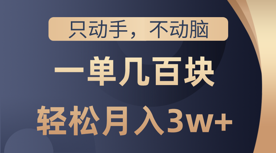 只动手不动脑，一单几百块，轻松月入3w+，看完就能直接操作，详细教程-快赚