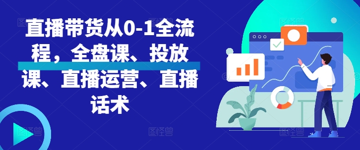直播带货从0-1全流程，全盘课、投放课、直播运营、直播话术-快赚