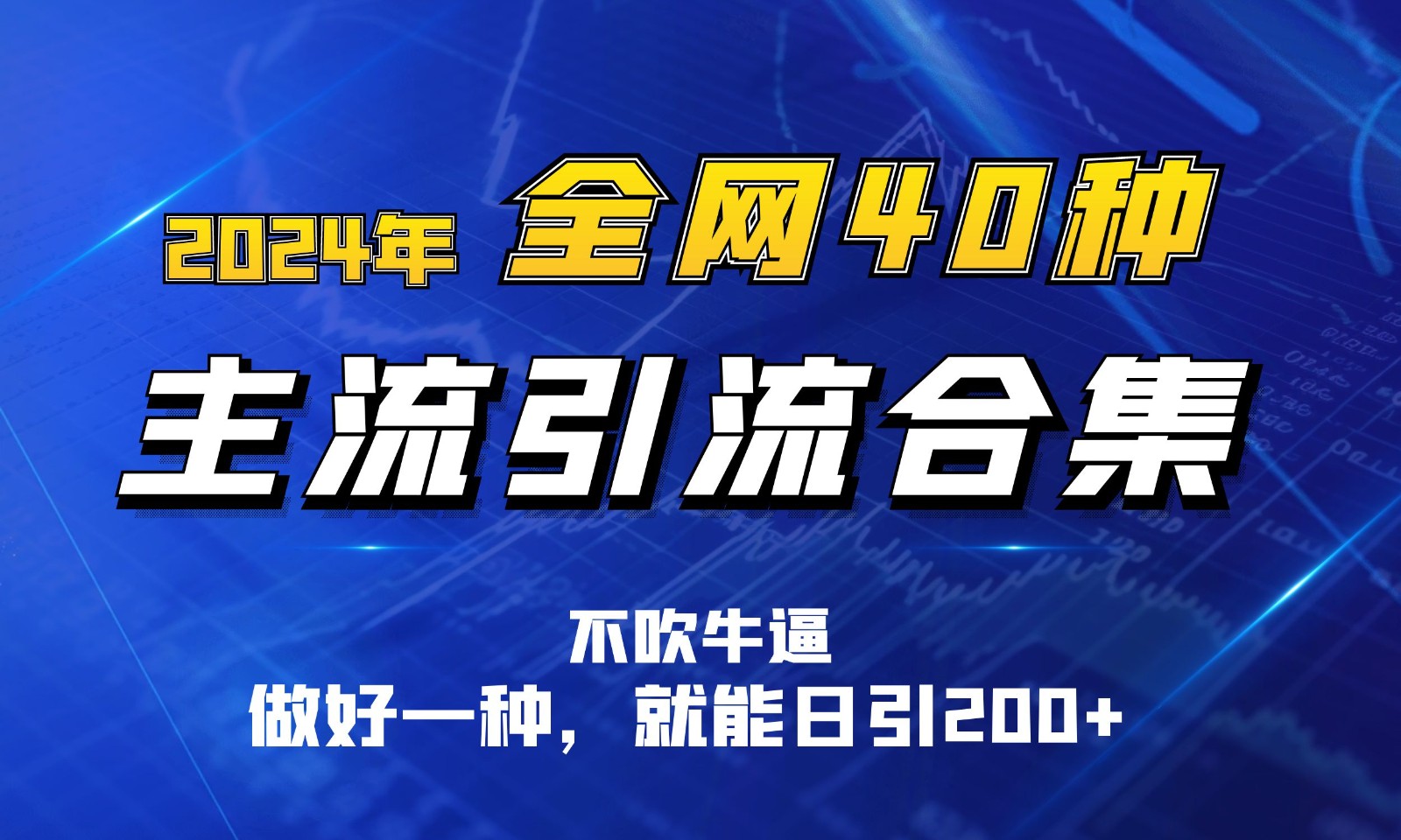 2024年全网40种暴力引流合计，做好一样就能日引100+-快赚