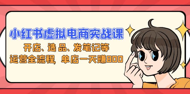 小红书虚拟电商实战课：开店、选品、发笔记等运营全流程，单店一天赚800-快赚