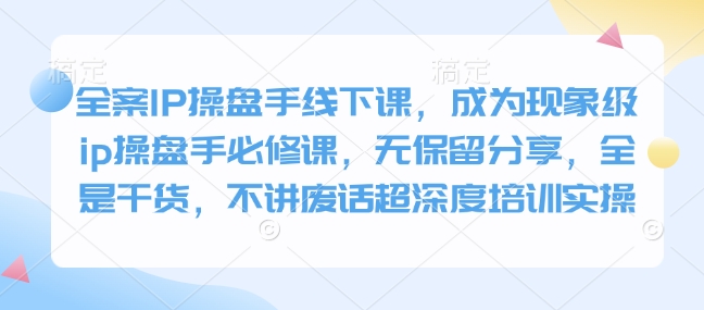 全案IP操盘手线下课，成为现象级ip操盘手必修课，无保留分享，全是干货，不讲废话超深度培训实操-快赚