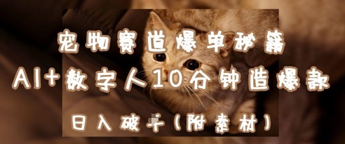 宠物赛道爆单秘籍：AI+数字人10分钟造爆款，日入1k-快赚