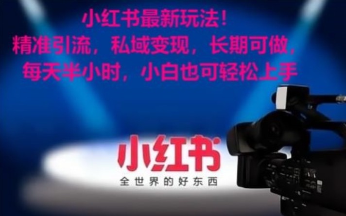 小红书最新玩法！精准引流，私域变现，长期可做，每天半小时，小白也可轻松上手-快赚