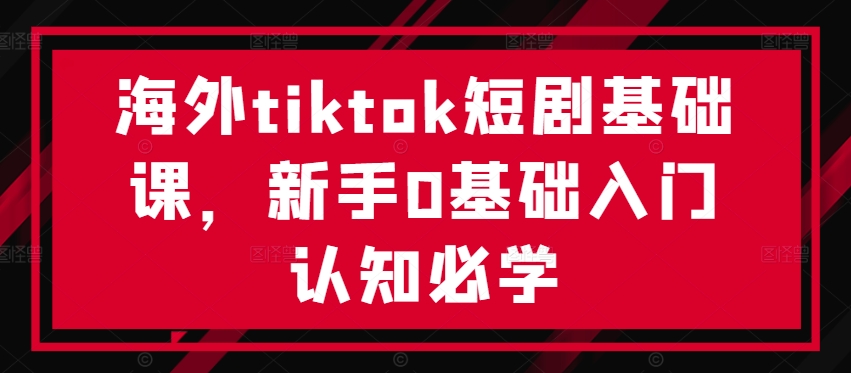 海外tiktok短剧基础课，新手0基础入门认知必学-快赚